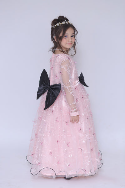 1 piece Beautiful T-Pink 3D Butterfly Embroidered Net MAXI.(Stitch)