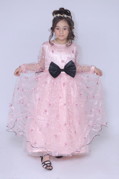 1 piece Beautiful T-Pink 3D Butterfly Embroidered Net MAXI.(Stitch)