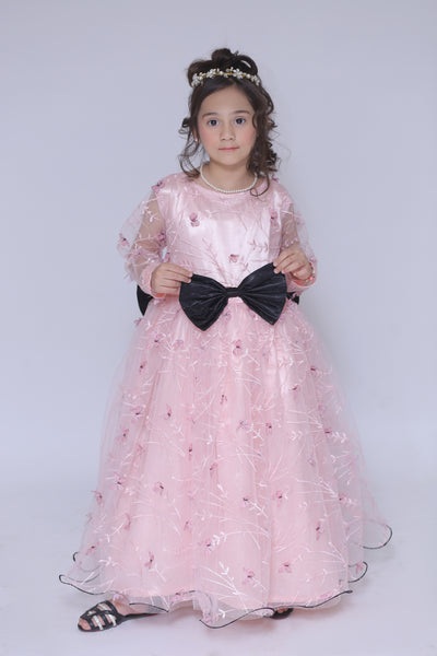 1 piece Beautiful T-Pink 3D Butterfly Embroidered Net MAXI.(Stitch)