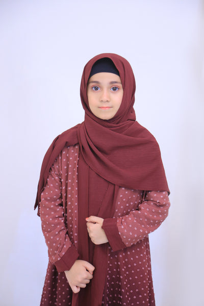 Maroon Tie & Dye Brochia Kimono Abaya.(Stitch)