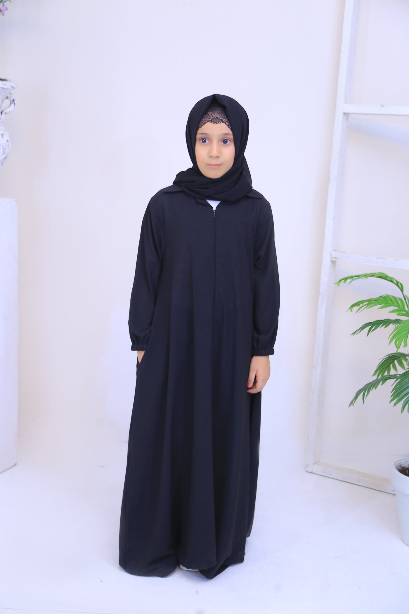 Black Nida Fabric Abaya.(Stitch)