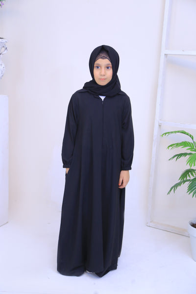 Black Nida Fabric Abaya.(Stitch)