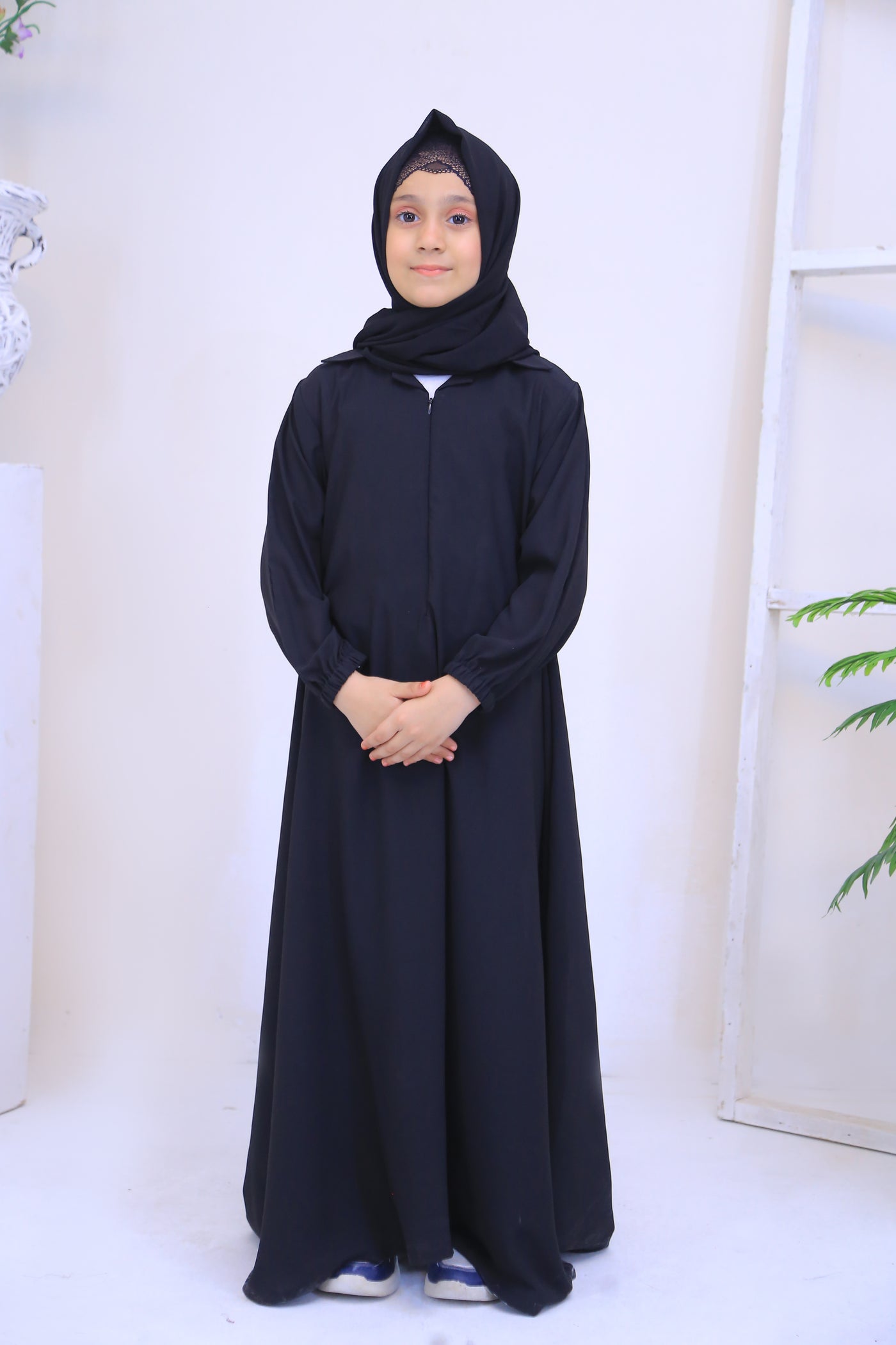 Black Nida Fabric Abaya.(Stitch)