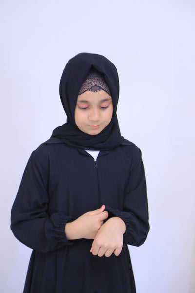 Black Nida Fabric Abaya.(Stitch)