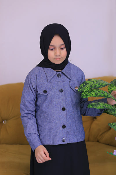 Grey Denim Jacket Abaya.(Stitch)