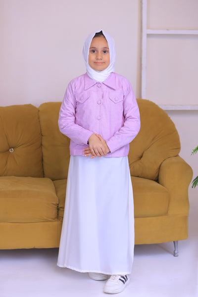 Light Purple  Denim Jacket Abaya.(Stitch)