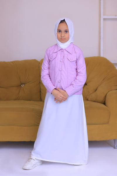 Light Purple  Denim Jacket Abaya.(Stitch)