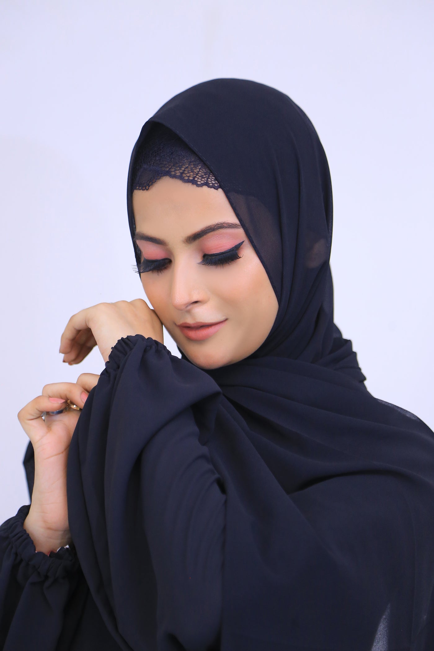 Black Nida Fabric Abaya.(Stitch)