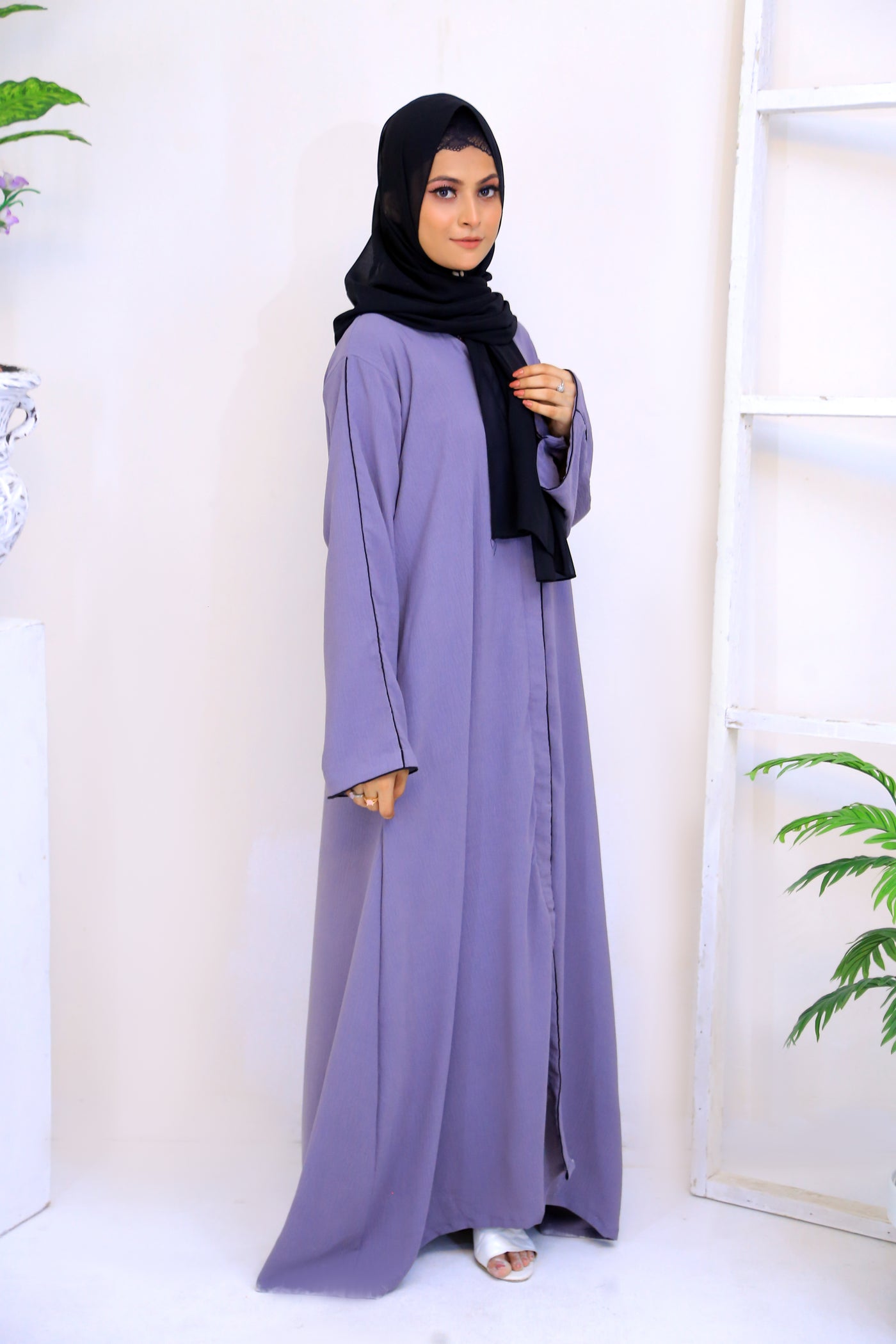 Grey CEY Fabric Abaya.