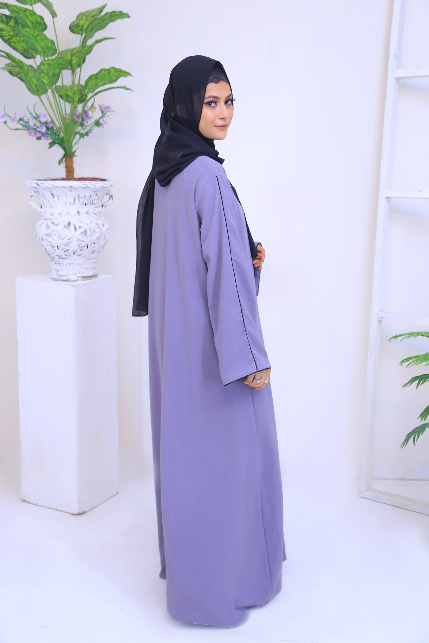 Grey CEY Fabric Abaya.