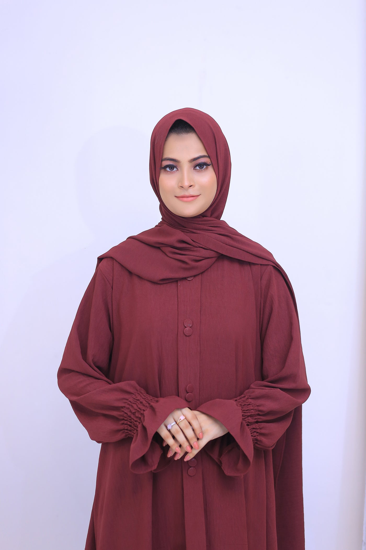 Maroon CEY Fabric Abaya.(Stitch)